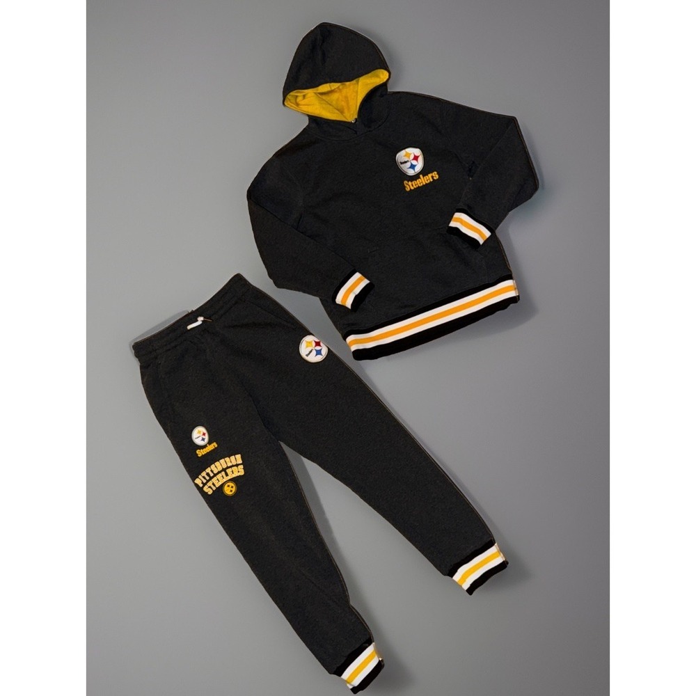 Pittsburgh Steelers Nfl Apparel Youth M 10/12 Hoodie & Pants Set‎ Outfit Gray